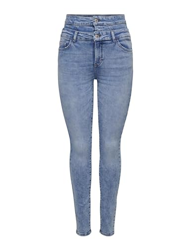 ONLY Damen ONLBLUSH Double Waistband HW SK ANK DOT Jeans, Light Blue Denim, 32/XS-L ONLY Damen ONLBLUSH Double Waistband HW SK ANK DOT Jeans, Light Blue Denim, 32/XS-L von ONLY