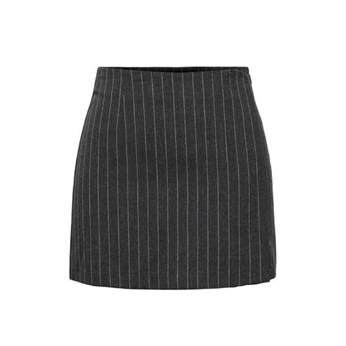 ONLY Damen ONLBRIE HW Short PINST Skirt TLR NOOS Rock, Dark Grey Melange/Stripes:White, 36 von ONLY