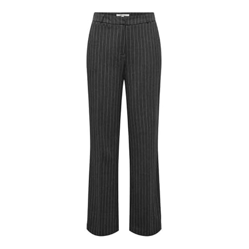 ONLY Damen ONLBRIE MW Straight PINST Pant TLR NOOS Hose, Dark Grey Melange/Stripes:White, 40/32 von ONLY