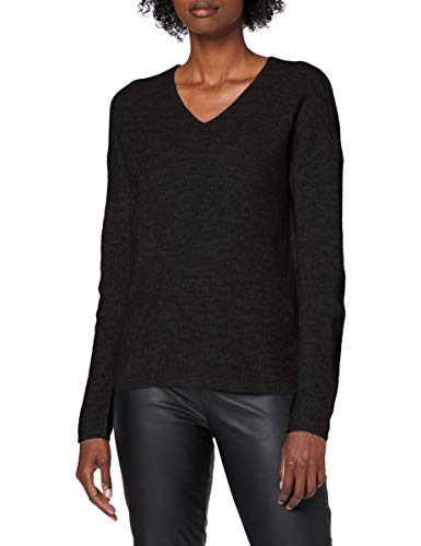 ONLY Damen Warmer Strickpullover | Knitted Basic Stretch Sweater | Langarm V-Ausschnitt Shirt ONLCAMILLA, Farben:Dunkelgrau, Größe:XS von ONLY