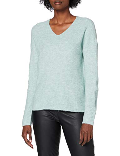 ONLY Damen Warmer Strickpullover | Knitted Basic Stretch Sweater | Langarm V-Ausschnitt Shirt ONLCAMILLA, Farben:Grün, Größe:M von ONLY