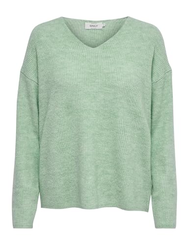 ONLY Damen Warmer Strickpullover | Knitted Basic Stretch Sweater | Langarm V-Ausschnitt Shirt ONLCAMILLA, Farben:Grün, Größe:M von ONLY