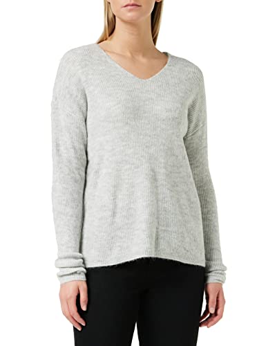 ONLY Damen Warmer Strickpullover | Knitted Basic Stretch Sweater | Langarm V-Ausschnitt Shirt ONLCAMILLA, Farben:Grau, Größe:S von ONLY