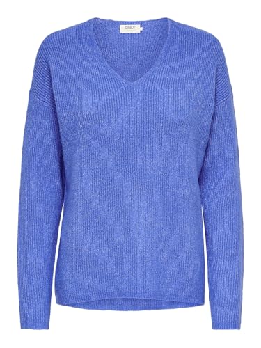 ONLY Damen ONLCAMILLA V-Neck L/S Strickpullover KNT 15204588, Ultramarine/Detail:Melange,M von ONLY