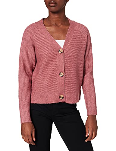 ONLY Damen Stretch Cardigan Kurzer Strickpullover ONLCAROL Struktur Langarm V Sweater Cropped Oberteil, Farben:Rot, Größe:S von ONLY