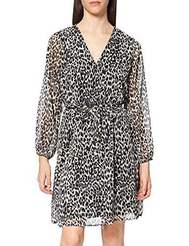 ONLY Mini Blusen Kleid Langarm Mesh Tunika Print Dress Oberschenkellang mit Geknöpftem V-Neck ONLCERA, Farben:Braun,Größe Damen:S von ONLY