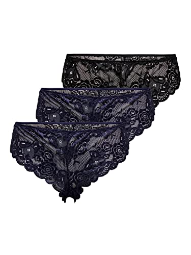 ONLY Damen ONLCHLOE 3-Pack LACE Bra Bügelloser Spitzen BH, 3er Pack Brazil (2x Peacoat, 1x Black) ,S von ONLY