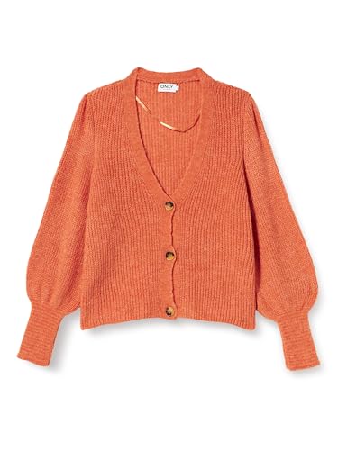 ONLY Damen Onlclare L/S Cardigan KNT Noos Sweater, Tigerlily/Detail:Melange,L von ONLY