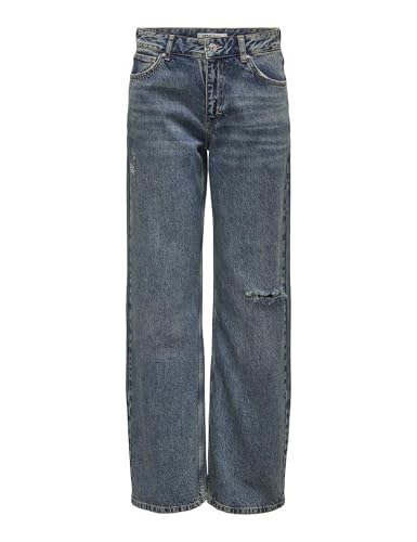 ONLY Damen ONLCOBAIN REG Wide Tint DNM DOT Jeans, Dark Blue Denim/Detail:Tinted, 32W x 30L von ONLY