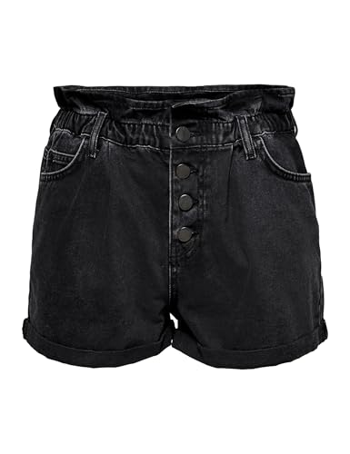 ONLY Damen Denim Jeans Shorts | Kurze Bermuda Pants Sommer Hose | Paperback mit elastischem Bund ONLCUBA, Farben:Schwarz, Größe:M von ONLY