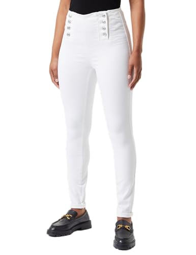 ONLY Damen ONLDAISY HW Button DNM Skinny-Jeans, White, 32W x 30L von ONLY
