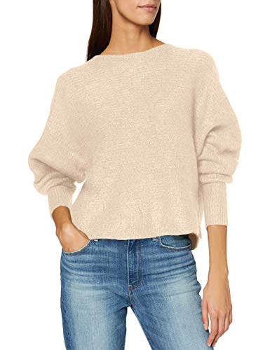 ONLY Damen Lockerer Strickpullover | Knitted Basic Stretch Sweater | Langarm Rundhals Shirt ONLDANIELLA, Farben:Beige, Größe:S von ONLY