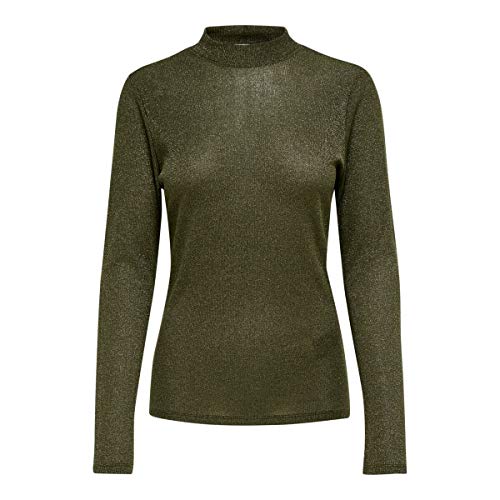 ONLY Damen ONLDIANA L/S JRS NOOS Top, Ivy Green/Detail:Tone IN Tone Lurex, M von ONLY