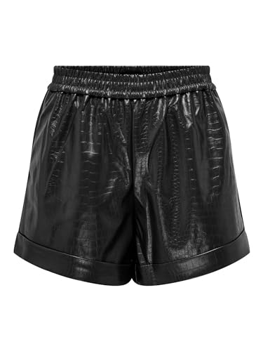 ONLY Damen ONLDITTE Croco Faux Leathe CC OTW Shorts, Black, L ONLY Damen ONLDITTE Croco Faux Leathe CC OTW Shorts, Black, L von ONLY