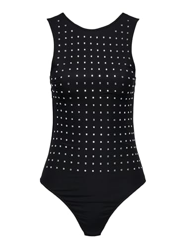 ONLY Damen ONLELSA S/L MESH Shine Body JRS Top, Black/Detail:Rhinestones, M ONLY Damen ONLELSA S/L MESH Shine Body JRS Top, Black/Detail:Rhinestones, M von ONLY