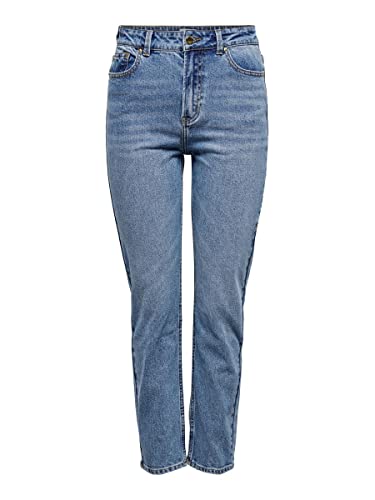 Damen ONLY Stretch Ankle Jeans | Gerade ONLEMILY High Waist Hose | Classic Design Denim Straight Pants, Farben:Blau, Größe:31W / 34L von ONLY
