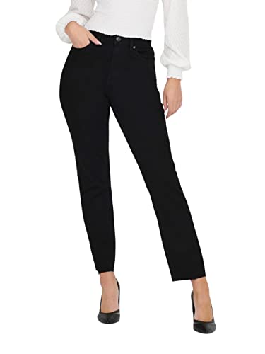 ONLY Damen ONLEMILY Life HW STR CRP ANK BB MAE034 Hose, Black Denim, 25/32 von ONLY