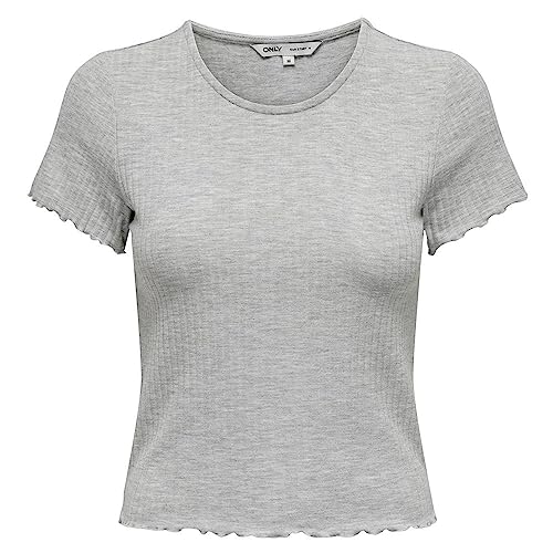ONLY Damen ONLEMMA S/S Short TOP NOOS JRS T-Shirt, Light Grey Melange, X-Large von ONLY