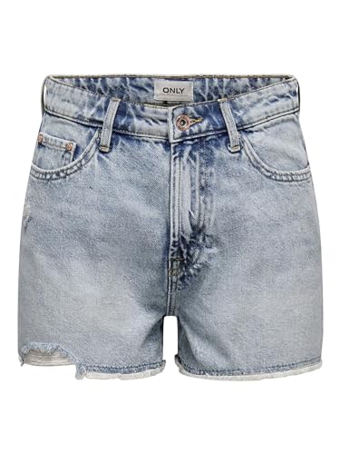 ONLY Damen ONLFINE HW REG DST RAW DNM ANABOX Shorts, Light Blue Denim, S von ONLY