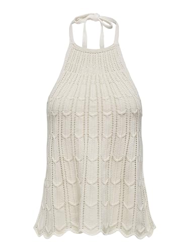 ONLY Damen ONLFREJA Life SL STRUCTUR Halter NCK KNT Pullover, Cloud Dancer, L von ONLY