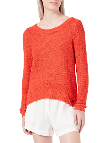 ONLY Damen Basic Strickpullover | Einfarbiger Knitted Stretch Sweater | Langarm Rundhals Shirt ONLGEENA, Farben:Rot, Größe:M von ONLY