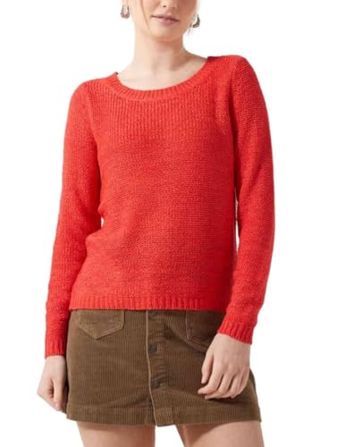 ONLY Damen ONLGEENA XO L/S KNT NOOS Pullover, Rot (Flame Scarlet), XS von ONLY