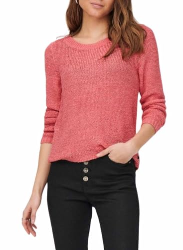 ONLY Damen Basic Strickpullover | Einfarbiger Knitted Stretch Sweater | Langarm Rundhals Shirt ONLGEENA, Farben:Rosa, Größe:S von ONLY