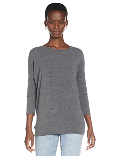 ONLY Damen Dünner Strickpullover | 3/4 Langarm Rundhals Shirt | Knitted Basic Stretch Sweater ONLGLAMOUR, Farben:Dunkelgrau, Größe:XS von ONLY