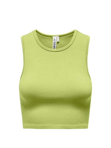 ONLY Damen ONLGWEN S/L Rib Crop Tank PNT Top, Celery Green, Large von ONLY