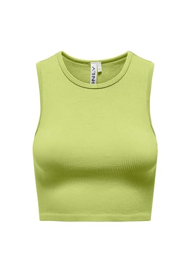 ONLY Damen ONLGWEN S/L Rib Crop Tank PNT Top, Celery Green, Large von ONLY