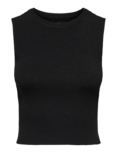 ONLY Damen Geripptes Cropped Top Kurzes T-Shirt Rundhals Oberteil Ärmellos ONLMAJLI von ONLY