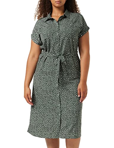 ONLY Damen Blusenkleid mit Bindegürtel | Lockeres Midi Kurzarm Tunika Dress | Knopfleiste ONLHANNOVER, Farben:Grün-2, Größe:38 von ONLY