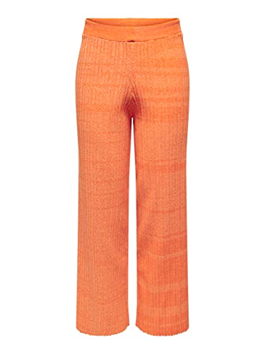 ONLY Damen ONLHARPER Wide Pant CC KNT Hose, Mock Orange/Pattern:Flame, L von ONLY