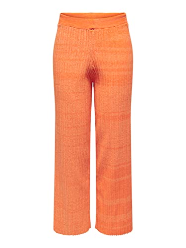 ONLY Damen ONLHARPER Wide Pant CC KNT Hose, Mock Orange/Pattern:Flame, XL von ONLY
