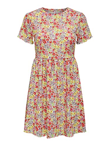 ONLY Damen ONLHILLARY S/S Short Dress JRS Kleid, Dusty Lavender/AOP:Sunny Flowers, M von ONLY