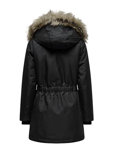 ONLY Damen Winterparka ONLIris mit Fellkapuze 15304625 Black/Natur Fur S von ONLY