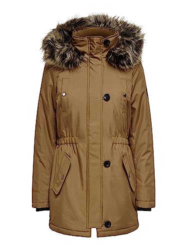 ONLY Damen ONLIRIS Winter Parka CC 2023 OTW Mantel, Toasted Coconut/Detail:Brown FUR, S von ONLY