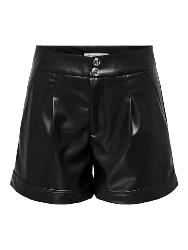 ONLY Damen ONLIZARA HW Faux Leather PNT Shorts, Black, XS von ONLY