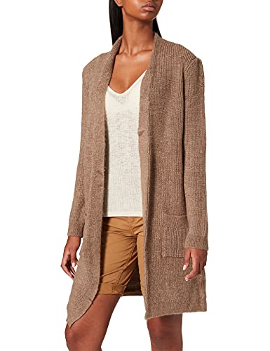 ONLY Damen Lange Strickjacke mit Taschen | Stretch Casual Langarm Gerippt | Open Cardigan Noos ONLJADE, Farben:Hellbraun, Größe:L von ONLY