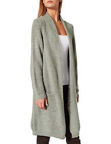 ONLY Damen Lange Strickjacke mit Taschen | Stretch Casual Langarm Gerippt | Open Cardigan Noos ONLJADE, Farben:Grün, Größe:XL von ONLY