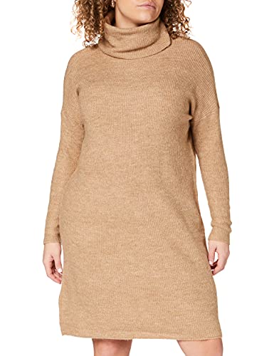 ONLY Damen Strickkleid Loose Fit Longsleeve Knit Kleid mit Langen Ärmeln ONLJANA Rollkragen Dress Pullover, Farben:Beige, Größe:XS von ONLY