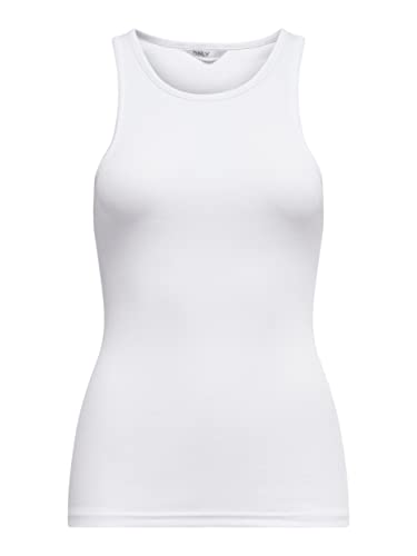 ONLY Damen Geripptes Tank Top Basic Shirt Rundhals Oberteil Ärmellos in Struktur RIPP ONLKENYA von ONLY