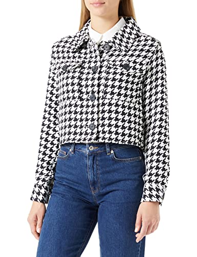 ONLY Damen ONLKIMMIE Short Jacket CC OTW Hemd-Jacke, Black/Checks:Cloud Dancer, M von ONLY