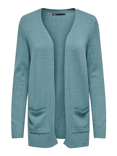 ONLY Damen ONLLESLY L/S Open Cardigan KNT NOOS Strickjacke, Storm Blue/Detail:Melange, XS von ONLY