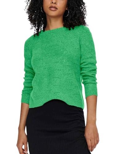 ONLY Damen ONLLOLLI L/S KNT NOOS Pullover, Island Green/Detail:Melange, L von ONLY