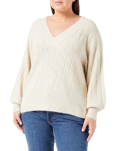 ONLY Damen ONLLUCIA LS V-Neck CS KNT Strickpullover, Pumice Stone/Detail:Frosted Almond Glitter, Medium von ONLY