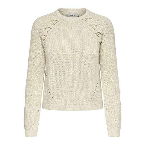 ONLY Damen ONLMAGA Life L/S KNT NOOS Pullover, Eggnog/Detail:DTM LACE, XXL von ONLY