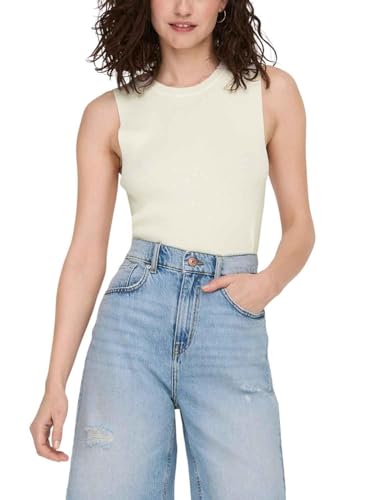 ONLY Damen Geripptes Cropped Top Kurzes T-Shirt Rundhals Oberteil Ärmellos ONLMAJLI von ONLY