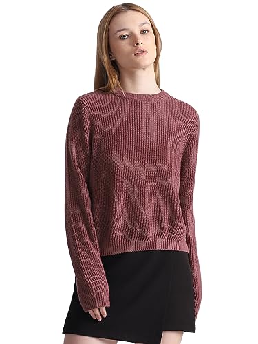 ONLY Damen Cropped Rippstrick Pullover Kurzer Langarm Sweater Verkürztes Basic Oberteil ONLMALAVI von ONLY