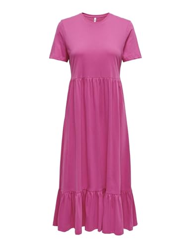 ONLY Damen Onlmay Life S/S Peplum Calf Dressbox JRS Maxikleid, Raspberry Rose, X-Small von ONLY